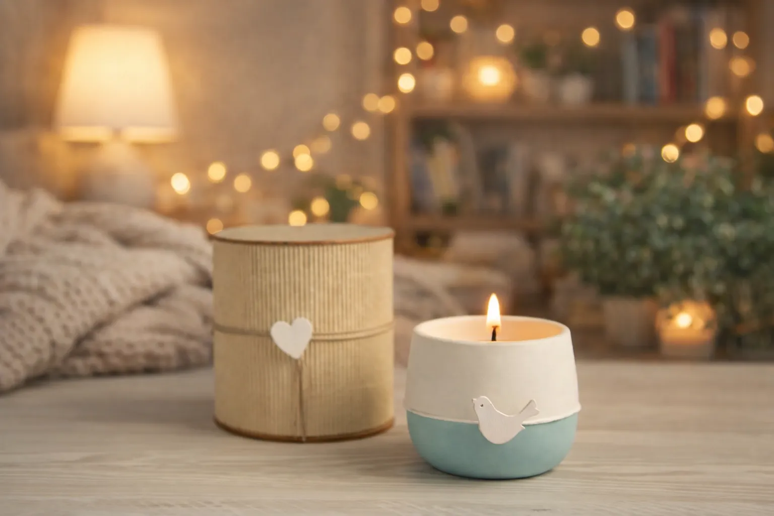 Bomboniera candela di soia artigianale in ceramica naturale modello marchesina personalizzabile