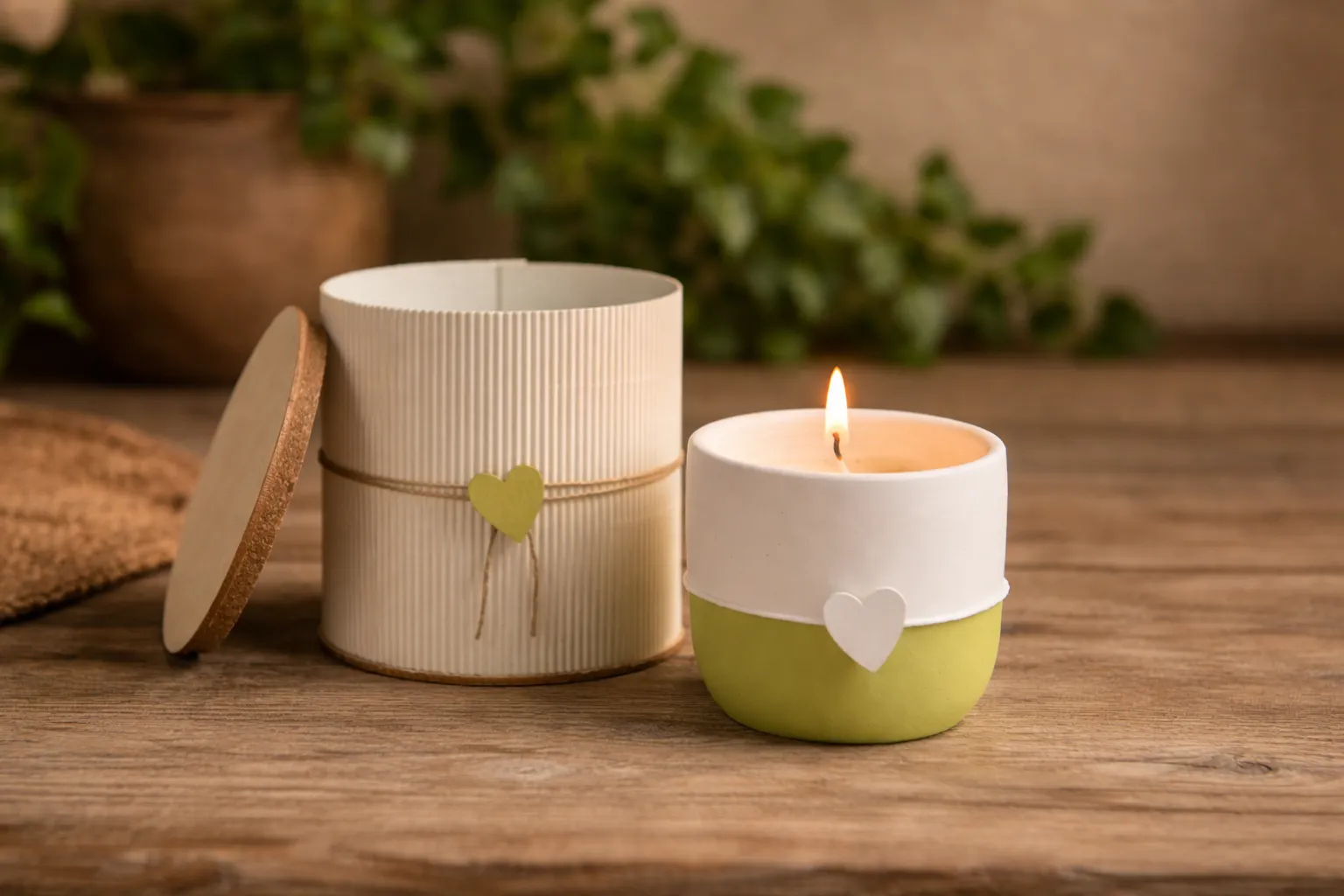 Bomboniera candela di soia artigianale in ceramica naturale modello dama personalizzabile
